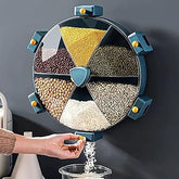 Wall-Mounted 6-Grid Dry Food Dispenser | Cereal, Rice, Snack & Grain Storage | Transparent, Food-Grade Container with Portion Control